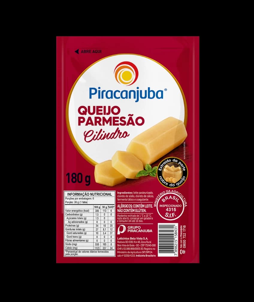 Embalagem do Queijo Parmesão Piracanjuba 180g